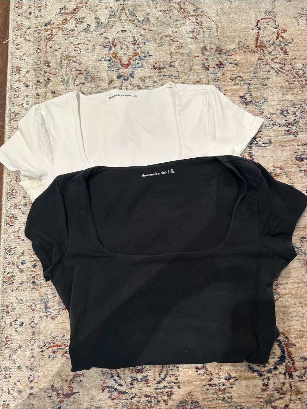 BUNDLE: Short-Sleeve Cotton-Blend Seamless Fabric Squareneck Bodysuits